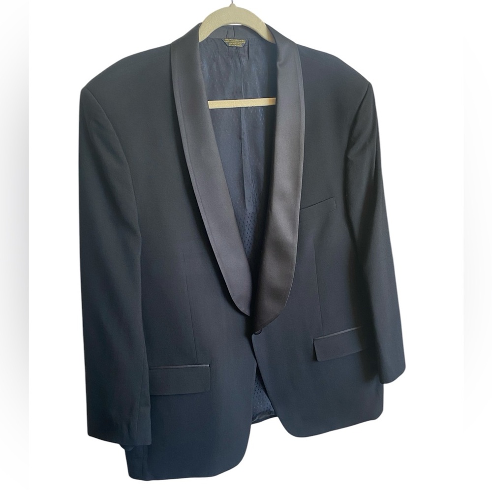 Vintage Christian Dior Monsieur Wool Tuxedo Jacket Blazer Black Size 48 R